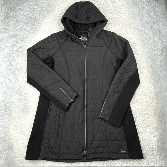 Prana Esla Long Black Sherpa Lined Coat - Picture 2 of 14